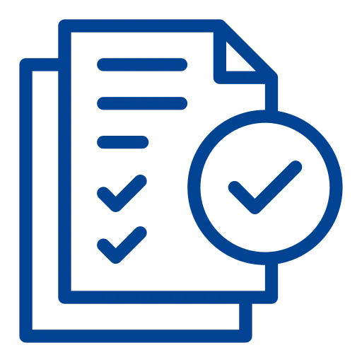 Icono de un documento con una lista y marcas de verificación, representando tareas completadas o checklists.